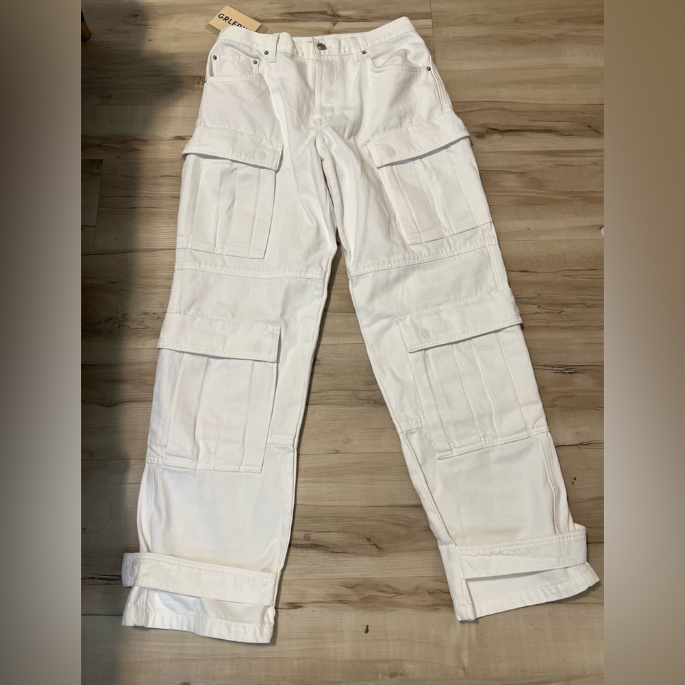 GRLFRND Cream Cargo Pants